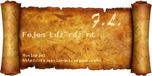 Fejes Lóránt névjegykártya